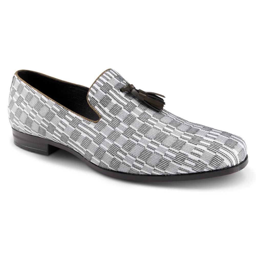 MEN'S MONTIQUE HUNTER PRINTED ABSTRACT CHECKERED TASEL LOAFER FASHION SHOE.S2357